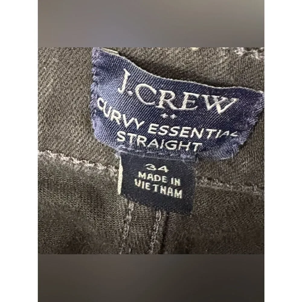 J. Crew Black Curvy Essential Straight-Leg Jeans sz 34